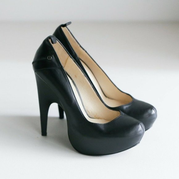 Brand NEW CNC Costume National Black Leather Unique Stiletto Heels 37 - Picture 1 of 12